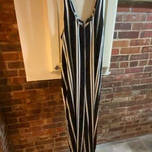 Black and White Vertical Striped Jumpsuit